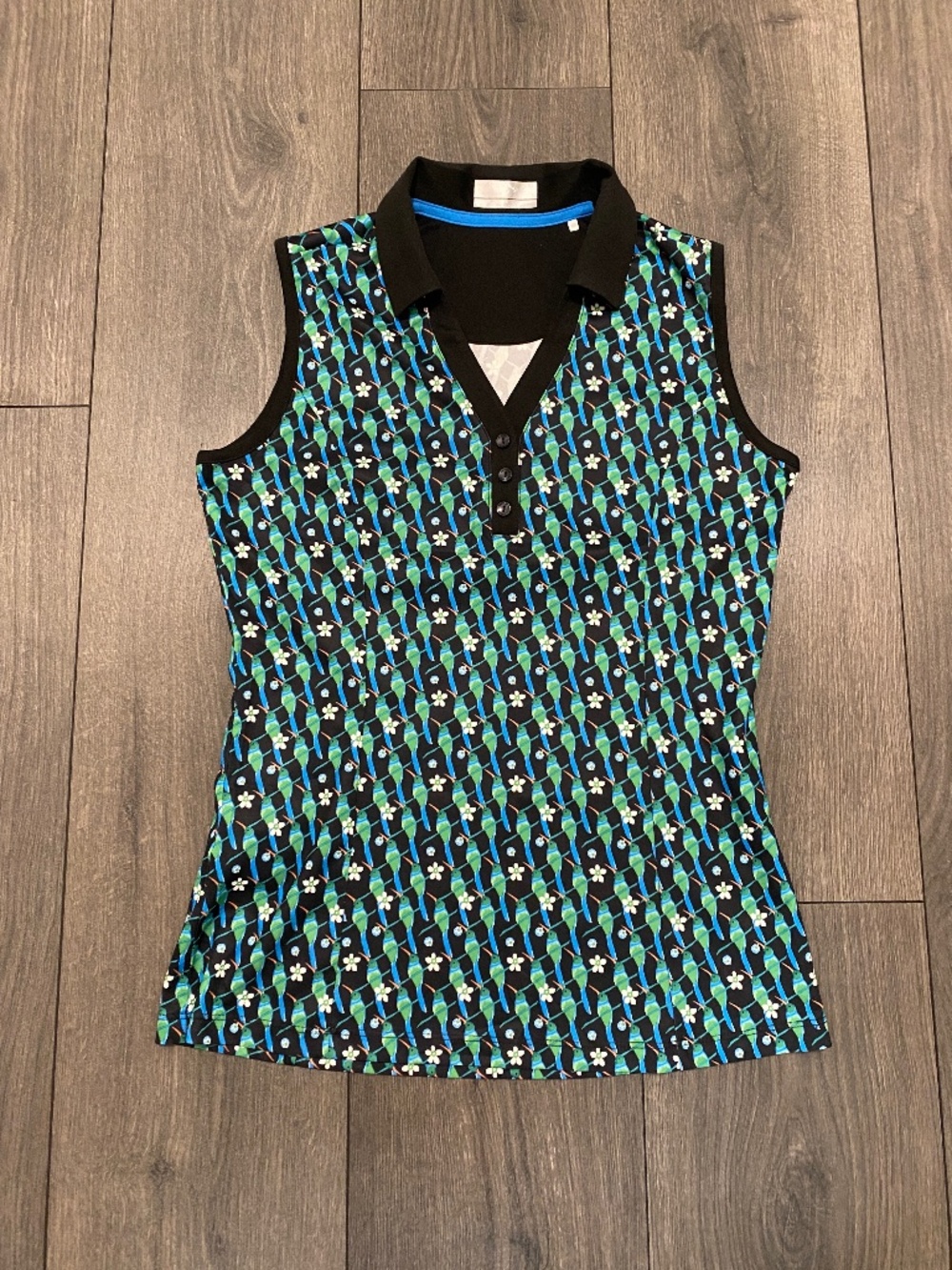 Callaway Hummingbird Print Sleeveless Golf Polo Size S